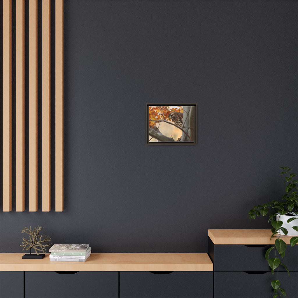 Framed Matte Canvas: Autumn Hawk Wildlife Wall Art
